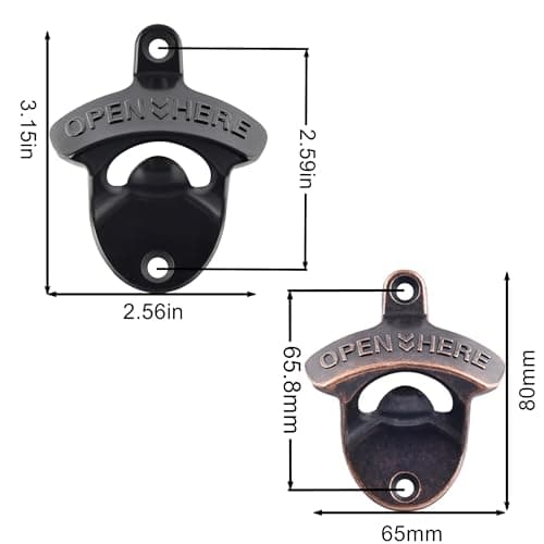 HAIICEN Old Fashion Bottle Opener Wall Mounted Stainless OPEN HERE Black Screw in Wall Beer Soda Bottle Cap Opener Rustic Copper for Table Cooler Post (2 PCS) 5