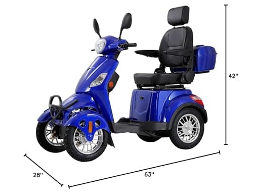 Mobility Scooters for Seniors & Adults 500lbs Capacity - 800W All Terrain Electric Powered Mobility Cart - Heavy Duty Mobility Scooter for Elderly w/Charger Remote Keys (Blue) 10