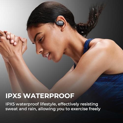 Open Ear Earbuds Wireless Bluetooth 5.4 Headphones, IPX5 Waterproof ear buds,35Hours Play time,OWS Headphones Immersive Sound Headset with Charging Case,Light-Weight Headphones Built-in Microphone 8