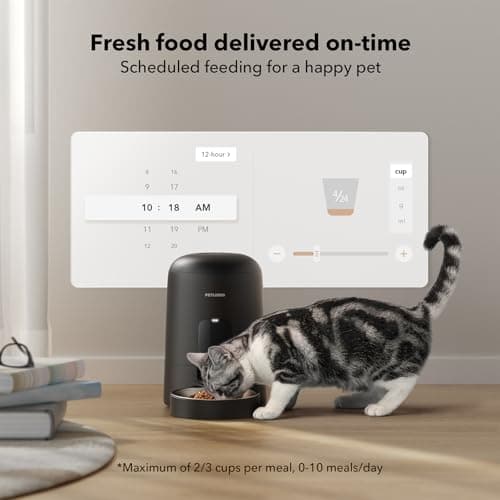 PETLIBRO Automatic Cat Feeder, Wi-Fi Rechargeable Cats Food Dispenser Battery-Operated with 30-Day Life, AIR 2.4G Wi-Fi Timed Pet Feeder for Cats & Dogs, 2L Auto Cats Feeder, Black 8
