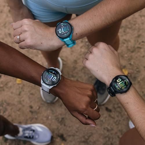 PlayBetter Garmin Forerunner 165 (Mist Gray/Whitestone) Running GPS Smartwatch Gift Box Bundle - AMOLED Touchscreen, 11-Day Battery, Training - Includes HD Screen Protectors, Wall Adapter & Case 5
