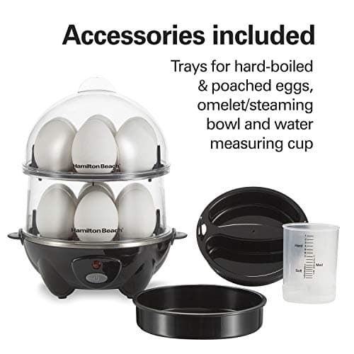 Hamilton Beach 3-in-1 Electric Egg Cooker for Hard Boiled Eggs, Poacher, Omelet Maker & Vegetable Steamer, Holds 14, Black (25508) 6