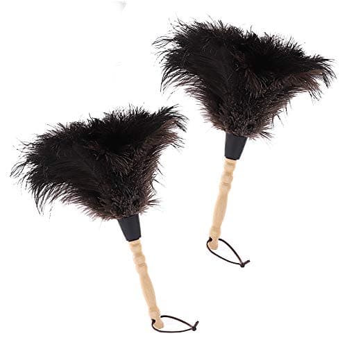 Midoneat Natural Black Ostrich Feather Duster,2 Packs,Car Duster Interior/Exterior Cleaner, Cleaning for Blinds Kitchen Keyboard Office, Smart and Soft and Fluffy (Black)