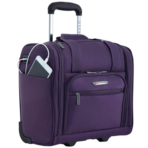 TPRC 15" Smart Underseat Carry-On Luggage with USB Charging Port, Purple