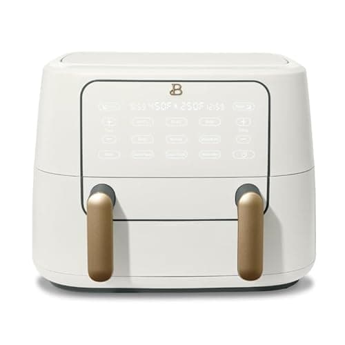9QT TriZone Air Fryer with White Icing by Drew Barrymore - Large Capacity, Healthy Cooking, and Sleek Design (White)"