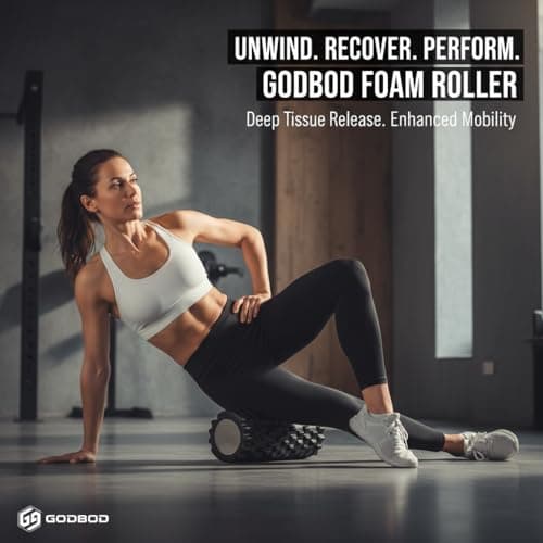 Strong Foam Roller - Deep Tissue Medium Density Muscle Massager with Myofascial Trigger Point Release, Back Massage Roller for Soreness and Mobility 13 x 5.5 Inch - Black 6