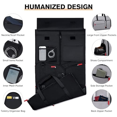 Vessgra Rolling Garment Bags for Travel, Garment Bag with Wheels, Convertible Garment Duffel bag, Carry On Garment Bag with Shoe Compartment, Rolling Duffel Bag with Detachable Trolley System-Grey 4