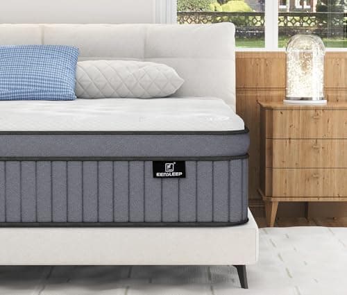 EEN EEN SLEEP King Size Pillow Top Firm Hybrid Mattress in a Box, 14 Inch, White, Memory Foam and Pocketed Springs, Pressure Relief 9