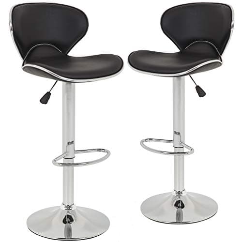 BestOffice Bar Stools Set of 2, Counter Height Adjustable Bar Stools with Back Bar Stool PU Leather Swivel Bar Stool Kitchen Counter Bar Stools Dining Chairs