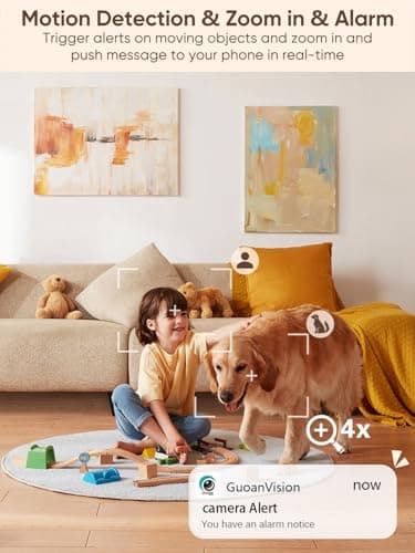 GUOANVISION Dual-Antenna Stable 5G WiFi Security Camera, 4X Zoom 2K Outdoor Indoor Camera for Baby/Pet, Home Security WiFi Camera with Color Night Vision, Two-Way Talk, IP66, SD/Cloud Storage (2-Pack) 7