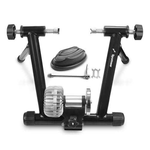 Sportneer Fluid Indoor Bike Trainer Stand - Indoor Riding Cycling Exercise Stationary Bicycle Stands Trainers with Noise Reduction Wheel for Road Bike Black 21.3 x 7.9 x 25.2" 6