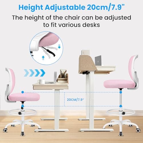 Razzor Drafting Chair Tall Office Chair for Standing Desk Chairs with Adjustable Height Footrest, Armless High Desk Chair Ergonomic Rolling Stool 6