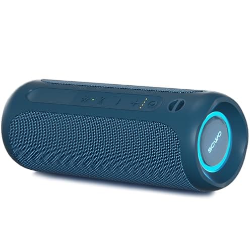 SOWO Portable Bluetooth Speaker, IPX7 Waterproof Wireless Bluetooth Speaker, Bassboom Technology, 25W Loud Stereo Sound, LED Light with TWS Pairing, 16H Playtime for Home and Outdoor -Blue