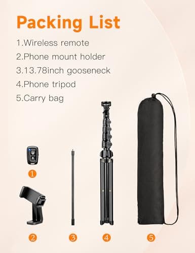 Phone Tripod, 86" Tall Tripod for iPhone with Flexible Gooseneck & Remote, Portable Aluminum Cellphone Stand for Selfies, Video Recording,Travel, Compatible with iPhone Android 8