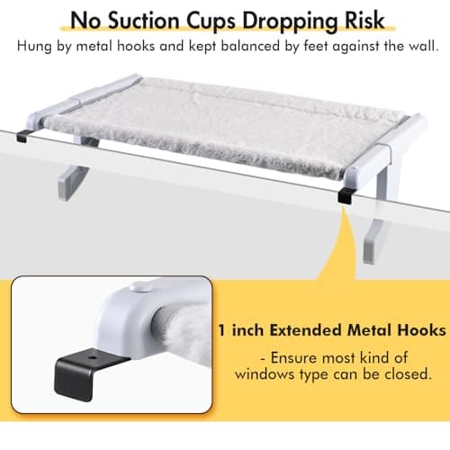 Zoratoo Window Sill Mount Cat Perch for Indoor Cats, One-Step Sliding Clamping Slot Adjustment Cat Hammock with Washable Cover, No Suction Cups Pet Bed for Windowsill & Bedside (Medium) 5
