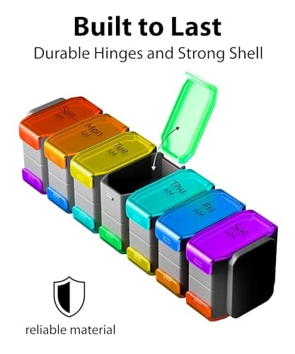 Extra Large Pill Organizer 2 Times a Day – XL Pill Box 7 Day with Big AM/PM Compartments – Fits Large Vitamins, Supplements & Gummies, for 7 or 14-Day Use, Color-Coded, Senior-Friendly, No Spills 9