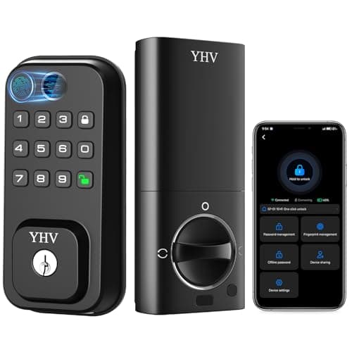 Keyless Entry Smart Door Lock with Code Electronic Fingerprint Keypad Deadbolt Lock for Front Door, Built-in WiFi, App Remote Control, Alexa & Google Voice Control, IP54, 10 Months Battery, Auto Lock
