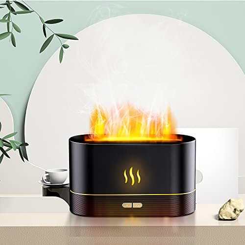 Flame Diffuser Mist Humidifier Aromatherapy Diffuser with Waterless Auto-Off Protection for Spa Home Yoga Office（Black） 6