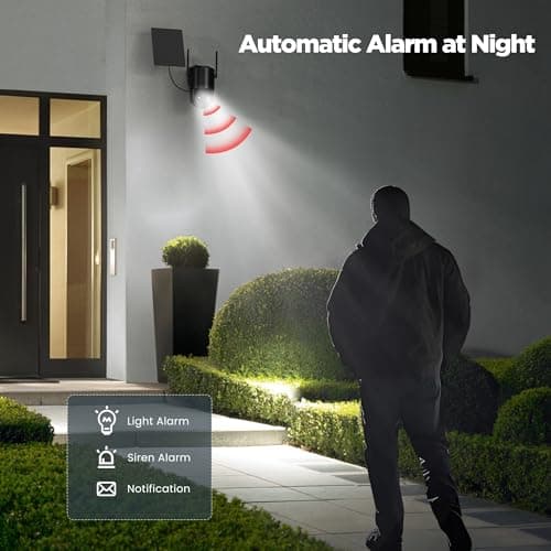 YUPBOE Security Cameras Wireless Outdoor Solar: Battery Cameras for Home Security WiFi Camera Outdoor Surveillance Camera PTZ 360° CCTV Cam System with Floodlight Color Night Vision PIR Sensor 5