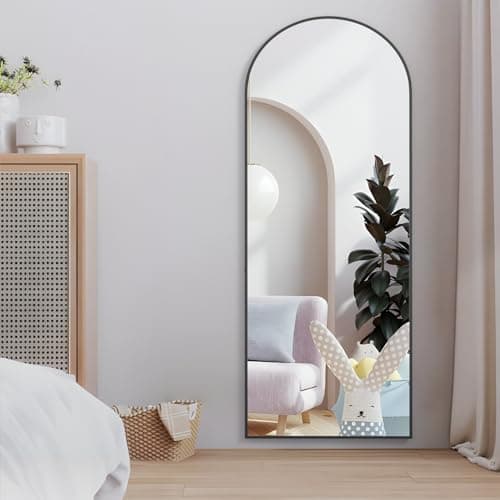 NEUWEABY Full Length Mirror 64"x21" Arch Floor Mirror with Stand Arched Mirror Full Body Mirror Black Standing Hanging or Leaning Against Wall for Bedroom Entry, Bedroom, Living Room 7