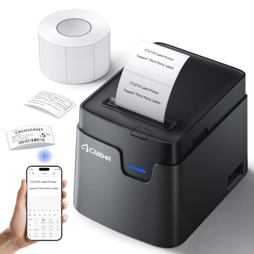 CLABEL Desk Bluetooth Barcode Label Printer: 221D Label Maker with Direct Thermal Printing, 2 Inch Print Width for Barcodes Address Office Warehouse with 1 Roll Label