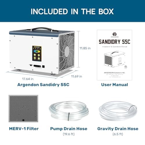 ARGENDON Commercial Dehumidifiers with Pump and Drain Hose for Crawlspace, Basement, 120 PPD Crawl Space Dehumidifier for Large Spaces, Job Site, Auto Defrost, 5-Year Limited Warranty 7