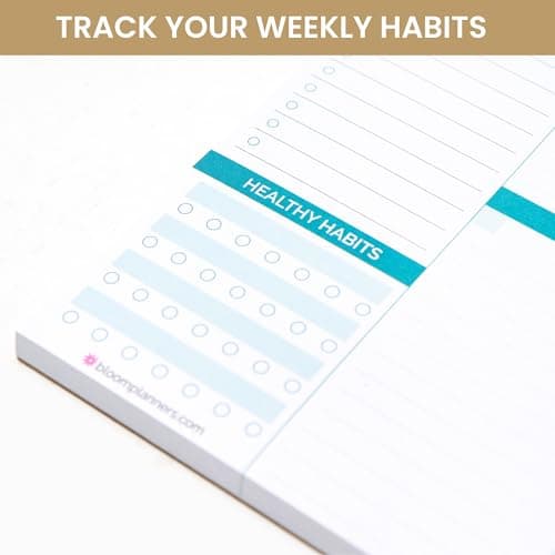 bloom daily planners Horizontal Weekly Tear-Off To Do List Planning Pad - Undated Notepad Organizer & Healthy Habit Tracker - 8.5” x 11” - Floral 5