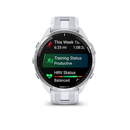 Garmin Forerunner 965 Advanced GPS Multisport Touchscreen Smartwatch, Whitestone, Heart Rate Monitor, On-Device Workouts, Up to 13 Day Battery Life w/Signature Series Power Bundle 8