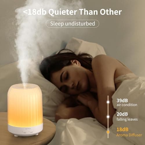 Essential Oil Diffuser for Bedroom, Quiet Humidifiers for Home, 250ML Aromatherapy Diffuser with 7 LED Colors & Safety Auto-Off Timer, Quiet for Bedroom, Baby Room, Hotel & Plants-White 4