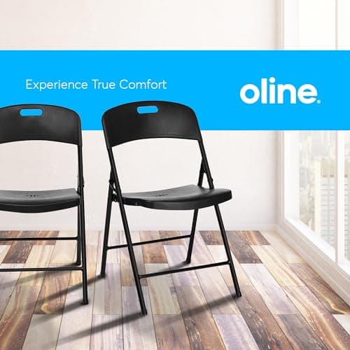 Oline Folding Chair, Indoor Outdoor Plastic Commercial Stackable Foldable Guest Chairs for Events Office Wedding Party Picnic Kitchen Dining, 350lb Capacity (Black, 1 Pack) 7