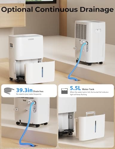 2500 Sq.Ft Energy Star Dehumidifier for Basement, Max 42 Pint/D, 5.5L Water Tank, Dehumidifiers for Home Large Room Bedroom Bathroom with Drain Hose, Intelligent Humidistat, Auto Defrost, 24H Timer 7