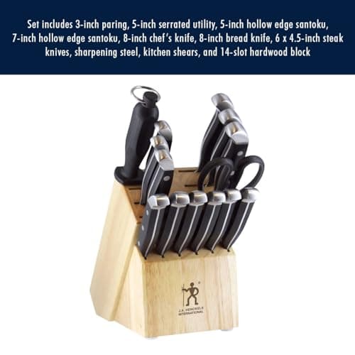 HENCKELS Statement Premium Quality 15-Piece Set with Block, Natural, Razor-Sharp, German Engineered Informed by 100+ Years of Mastery, Lightweight and Strong, Dishwasher Safe 9