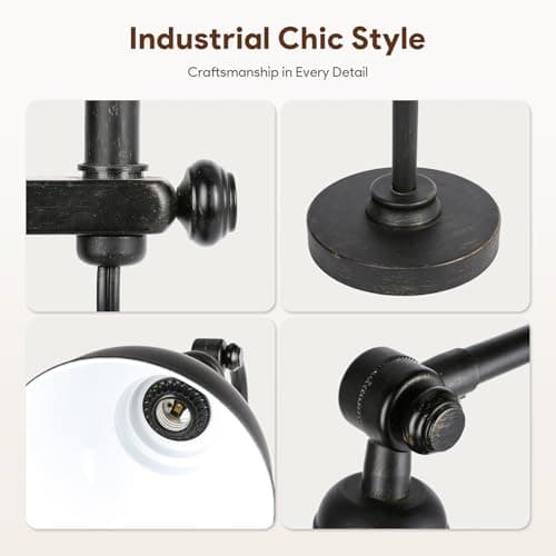 VONLUCE Rustic Desk Lamp Bronze Adjustable, Industrial Style Metal Task Lamps 25"-29", Vintage Work Light, Farmhouse Reading Lamp in Aged Bronze Finish, ETL Certificate 7