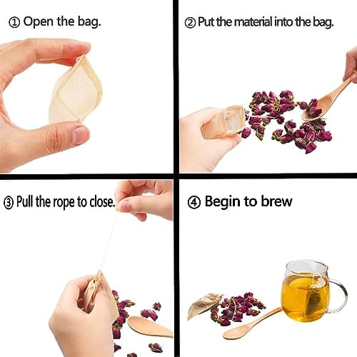 Eketirry 100pcs Tea Filter Bags for Loose Tea, Mini Empty Tea Bags, Natural Wood Pulp Paper Material, Disposable Unbleached Tea Filter Bags with Drawstring for Loose Tea (White,1.97 x2.76 inch) 7