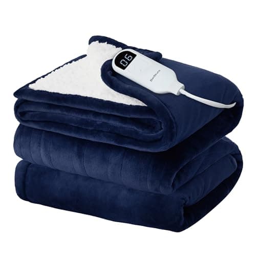 Bedsure Electric Blanket Full Size - Soft Flannel Heated Blanket, Fast Heating with 10 Time Settings & 6 Heat Settings, Warm Gift for Grandma (72x84 inches, Pageant Blue)