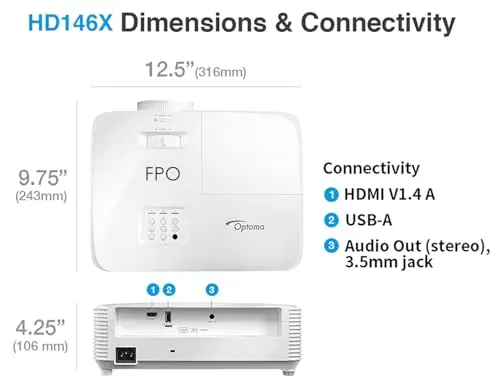 Optoma HD146X 1080P Full HD Vibrant Home Theater Projector 6