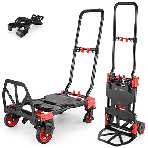330LB Folding Hand Truck Heavy Duty Carrying, Combination of Four Wheels and Two Wheels Convertible Dolly Cart with Retractable Handle Dolly for Moving Office Carts. 8