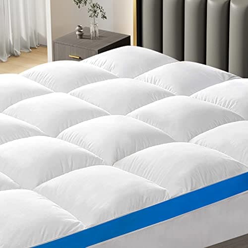 Mattress Topper Queen Size, CYMULA Cooling Mattress Pad Cover for Bed Back Pain, Extra Thick Pillow top Down Alternative Overfilled Plush with 8-21 Inch Deep Pocket - 60"x80" White 8