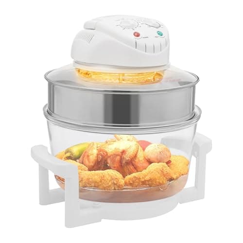 17L Glass Turbo Air Fryer, 1200W-1400W Electric Oven, Automatic Power Off/Knob Control, 360° Viewable Airy Fryer 110V for Baking, Frying, Roasting, Steaming