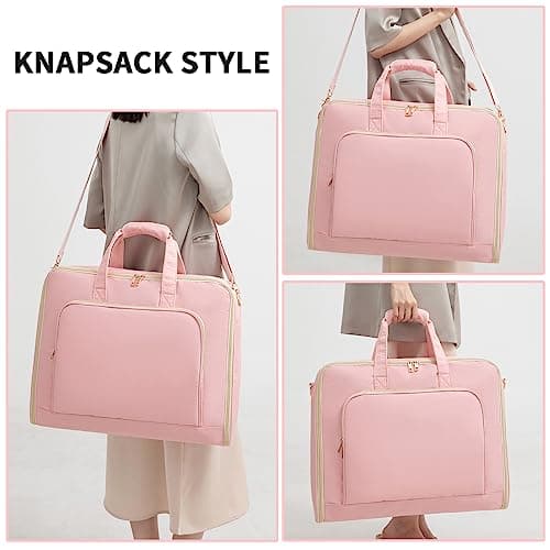 Garment Bag for Travel,Large Hanging Luggage Garment Bag Suit Bag with Adjustable Shoulder Strap Carry On Garment Bag Dress Bag for Women,Pink 6