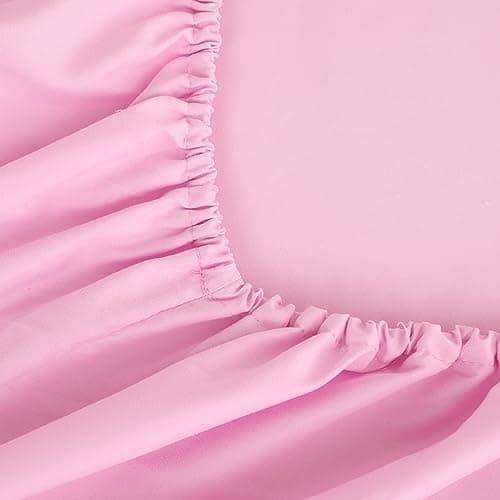 TXWDAQ Fitted Sheet Soft Brushed Microfiber 1800,Deep Pocket, Wrinkle & Fade Free (Queen, Pink) 5