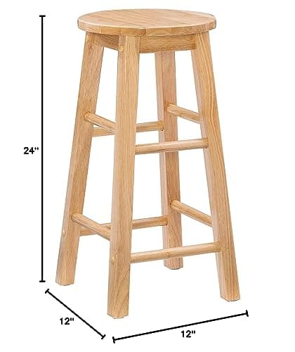 Linon Natural Barstool with Round Seat, 24-Inch 16