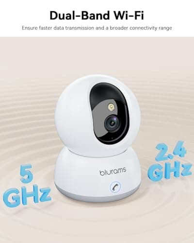 blurams 5G Indoor Camera, 2K Nanny Cam, 360° PTZ Pet Camera with Phone App, One-Touch Call, Color/IR Night Vision, Dual-Band Wi-Fi, Motion Tracking, Compatible with Alexa(2Pack) 7