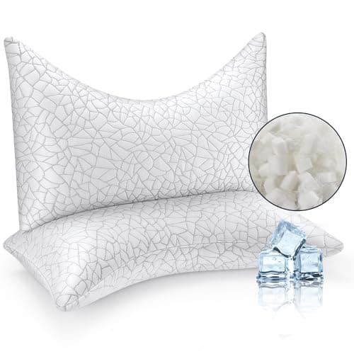 COZSINOOR Side Sleeper Pillows Queen Size Set of 2 for Sleeping - Crescent Adjustable Shredded Memory Foam Pillows 2 Pack, Cooling Bed Pillow for Back and Stomach Sleepers, Breathable Washable Cover 9