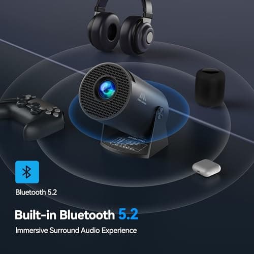 Mini Projector with WiFi and Bluetooth, 150" Portable Projector, 180°Adjustable Stand Smart Projector, 2.4G/5G/6G WiFi with Full HD 1080P, Home Projector Auto Keystone for TV Stick/Laptop/Phone, Gray 5