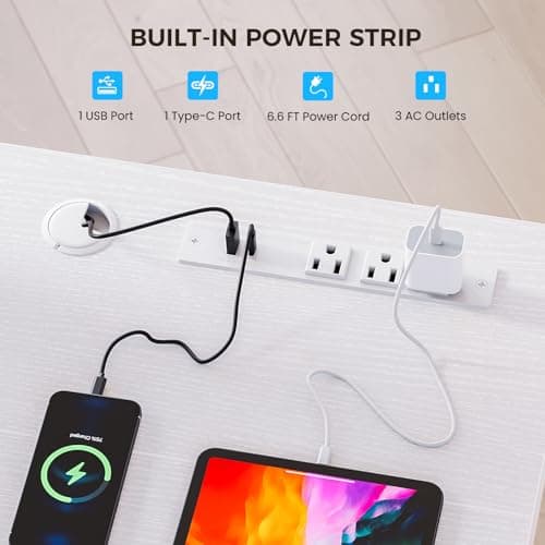 AODK Electric Standing Desk with Drawers & Keyboard Tray, 55 Inch Height Adjustable Desk with Power Outlets, Sit Stand Table, Writing Computer Desk for Home, Office, Workstation, White 7