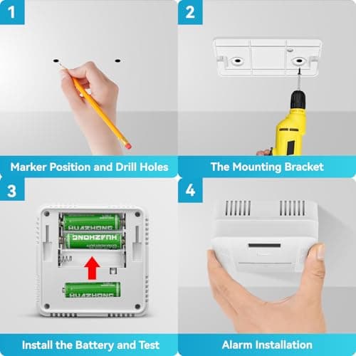 Smoke Detector Carbon Monoxide Detector,2 in 1 Fire & CO Alarm,Battery Powered,Carbon Monoxide Gas Detector with LCD Digital Display Sound and Light Alarm for Bedroom Warehouse Kitchen or RV Travel 9