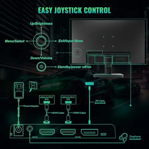 SANSUI Gaming Monitor 27 inch 165Hz 1ms PC Gaming Computer Monitor -FHD 1080P丨AMD FreeSync丨2 x HDMI 2.0丨1 x Display Port 1.4丨IPS丨Blacklevel Adjust丨VESA Compatible,Black (ES-G27F2) 7