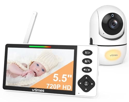 VTimes Baby Monitor with Camera and Audio, 5.5" 720P HD Screen Video Baby Monitor No WiFi VOX Mode Pan-Tilt-Zoom Alarm and 1000ft Range, Night Vision and Night Light, Ideal for Baby/Elderly/Pet