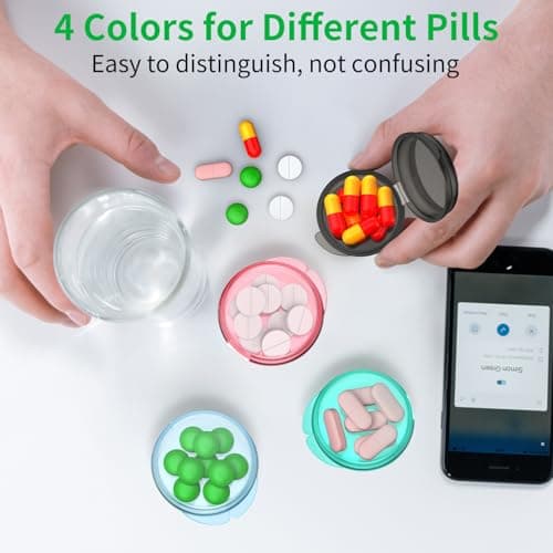 Urekt Small Pill Box, (4 Pack) Travel Pill Case Portable Daily Pill Organizer Mini Medicine Storage Container for Pocket Purse Cod Liver Oil Storage Box Earplug Case 5